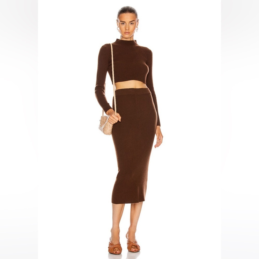 The Andamane Enny Cropped Sweater Ribbed Wool Cashmere Brown - Picture 4 of 14